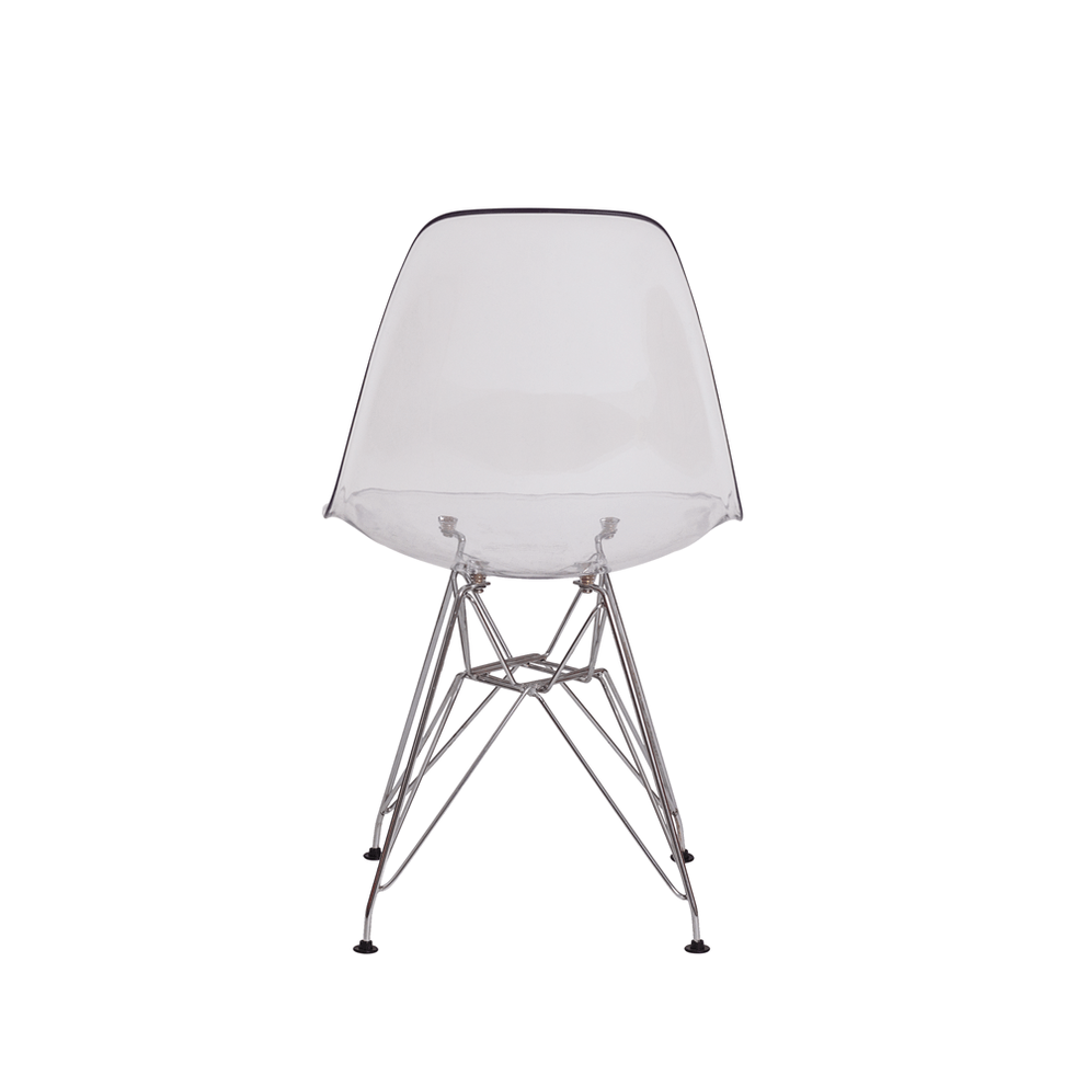 Cadeira Charles Eames Eiffel Dsr Transparente Base Cromada