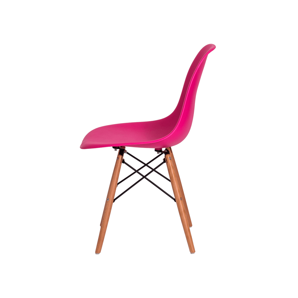 Cadeira Charles Eames Eiffel Pink Base Madeira