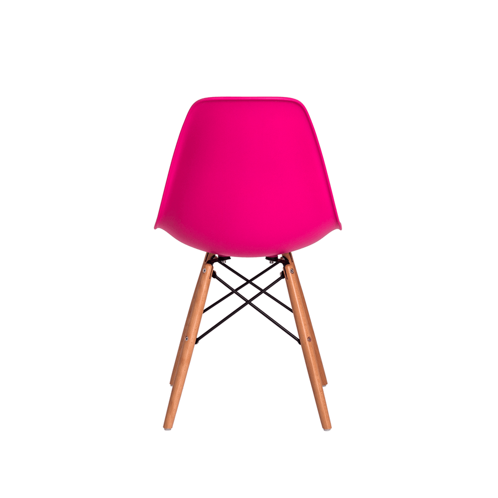 Cadeira Charles Eames Eiffel Pink Base Madeira
