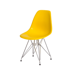 Cadeira Charles Eames Eiffel Amarela Base Cromada