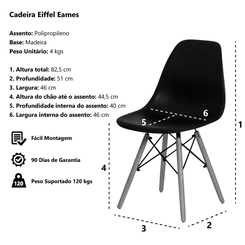 Cadeira Charles Eames Eiffel Verde Base Madeira