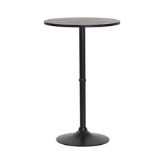 Mesa bistrô fixa preta 60 cm com tampo de madeira Waw Design