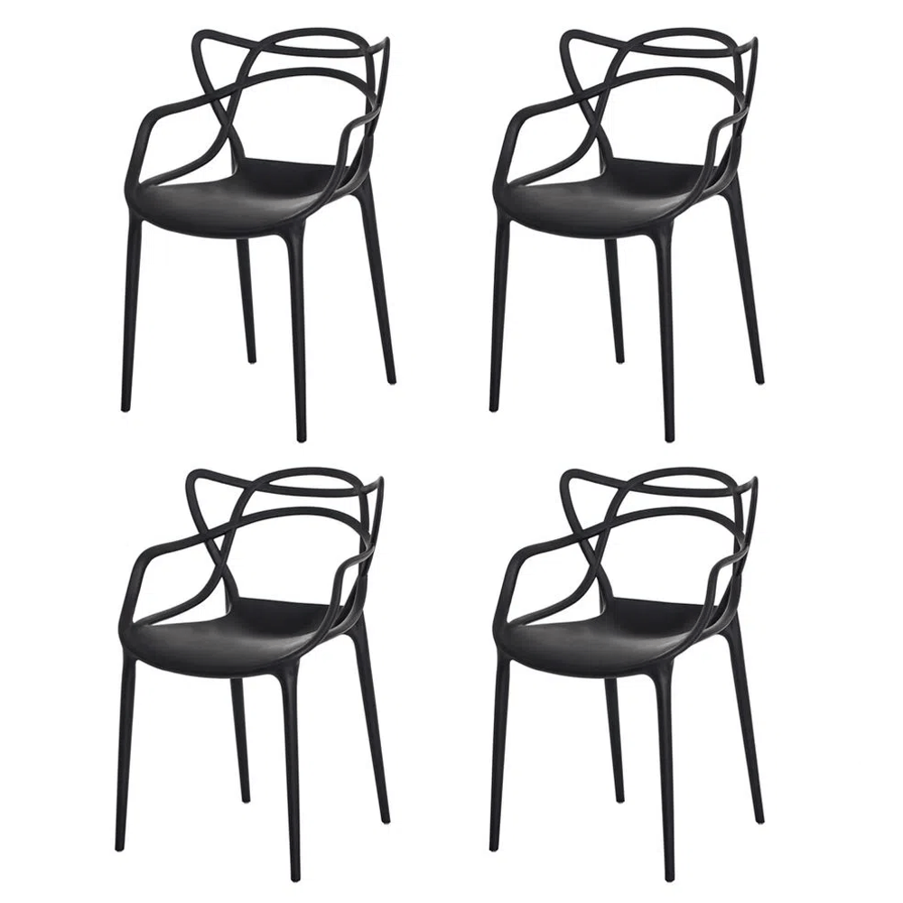 Jogo 4 cadeira cozinha preta hawai cafe lamar design