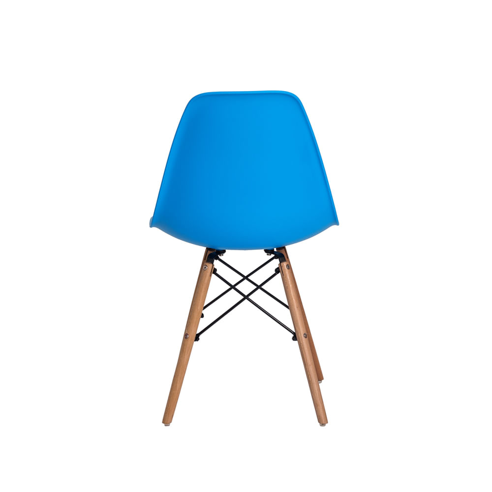 Cadeira Charles Eames Eiffel Azul Base Madeira Sala Cozinha Jantar